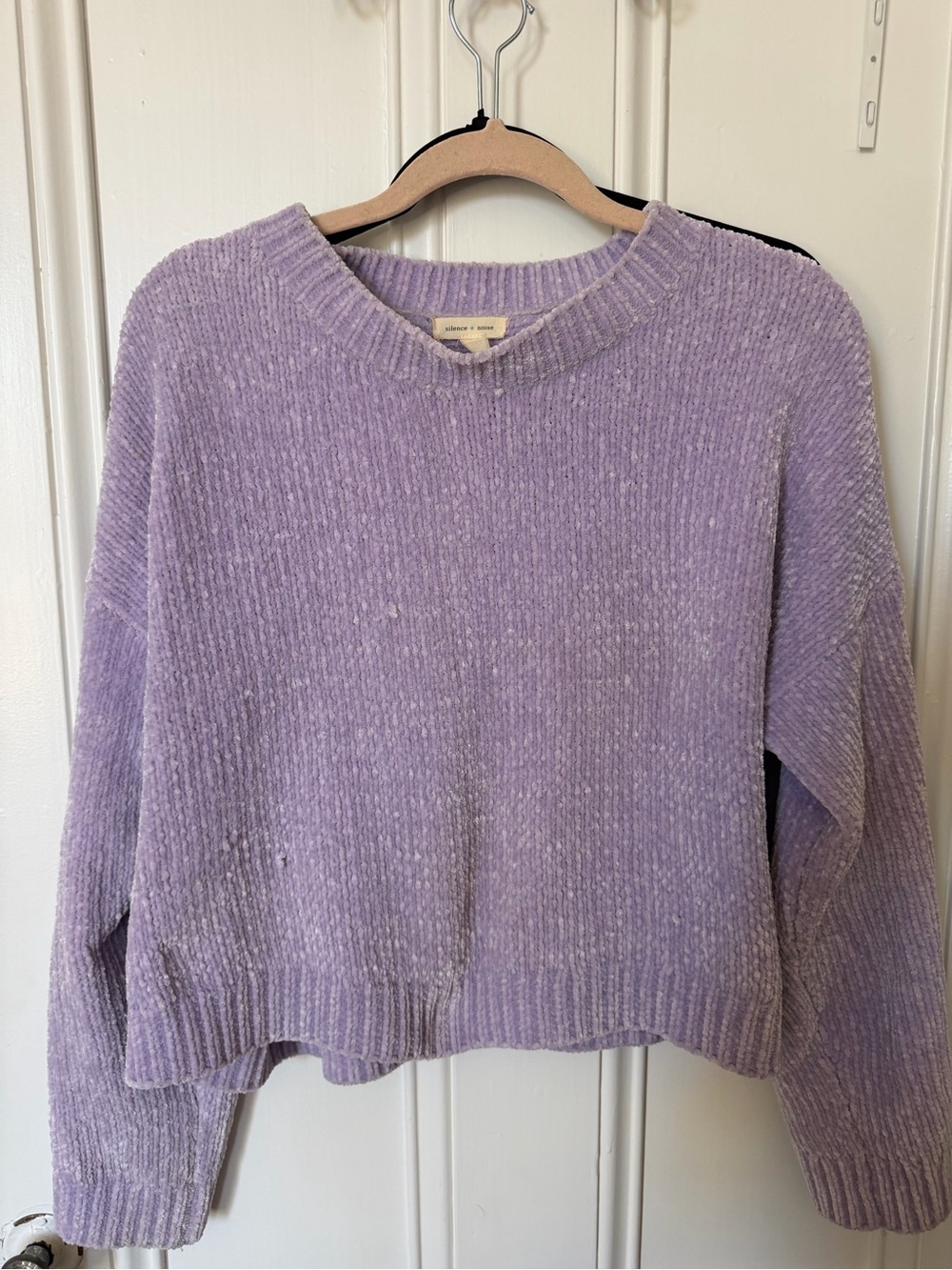 silence + noise Lavender Ribbed Crewneck Sweater